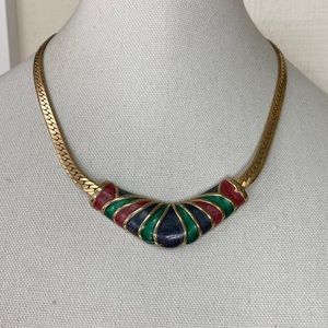 Unique vintage enameled collar style necklace